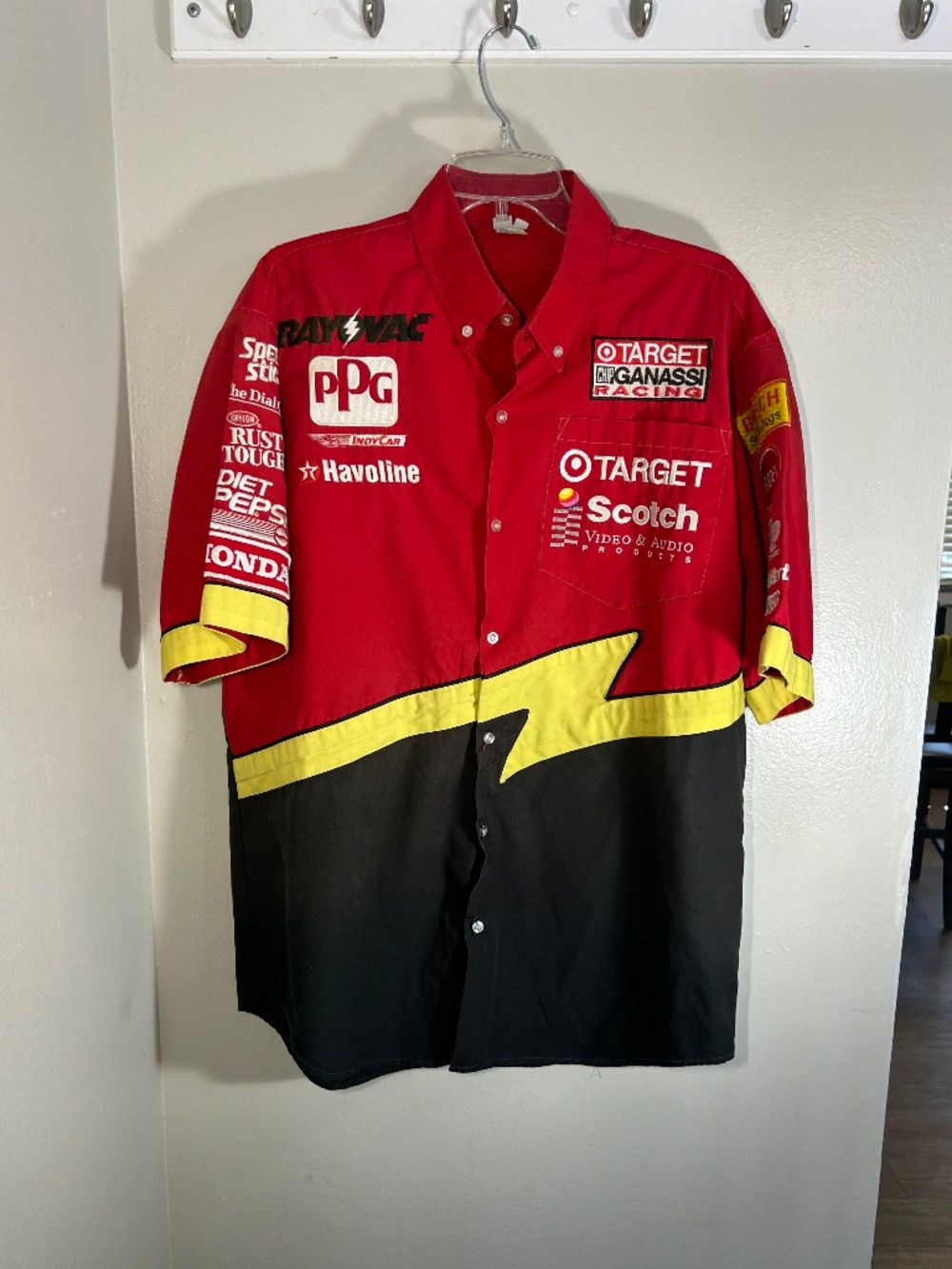 VTG Chip Ganassi Racing Rayovac TARGET Button Up Shirt Red Size L Men’s